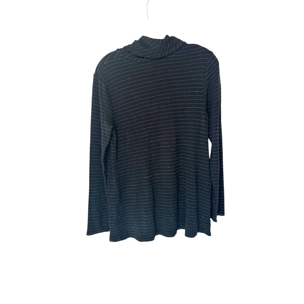 J. Jill Wearever Collection Shirt Cowl Neck Long Sleeve Black Striped Small - Picture 8 of 11